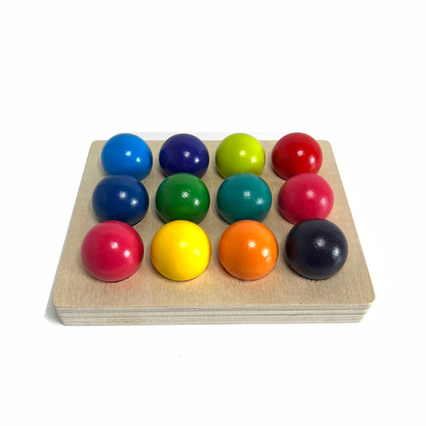 Lil'Playground Small Wooden Rainbow Balls with Tray