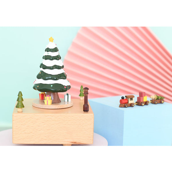 Wooden Christmas Tree Music Box