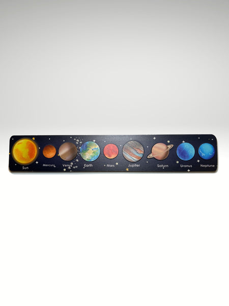 LilPlayground Wooden Solar System Puzzle Board with Display Stand