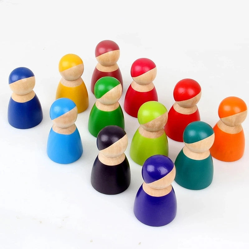 Lil'Playground Wooden Colored Peg People (12pcs set)