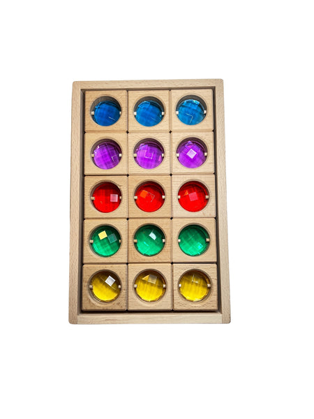 5 Colourful Wooden Gem Window Building Blocks Toddlers | Creative | Mandala | Montessori | Discovery | Imaginary